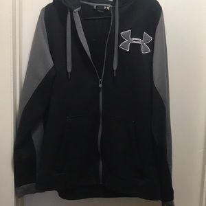 Large loose Under armor jacket with hood.